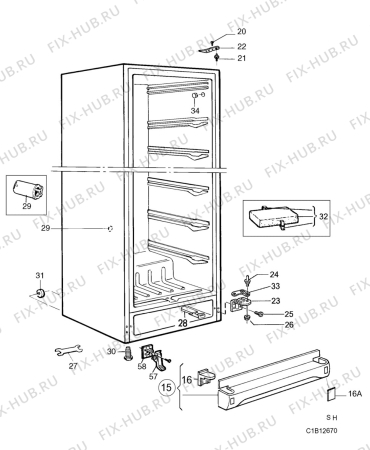 Взрыв-схема холодильника Husqvarna Electrolux QT302W - Схема узла C10 Cabinet